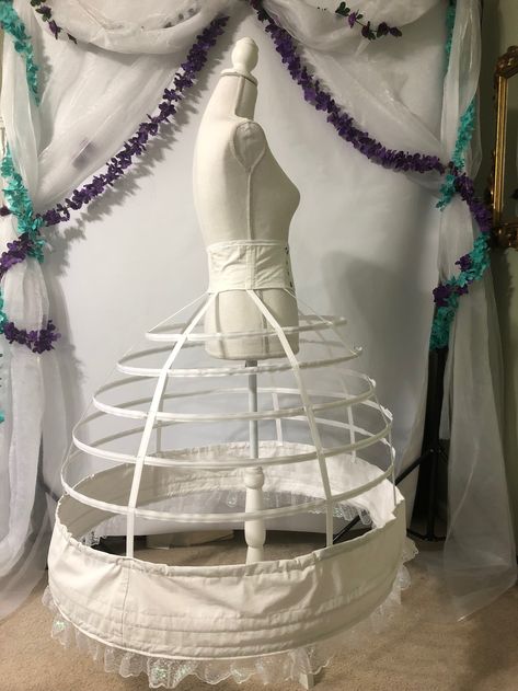 Making an 1850's cage crinoline/hoop skirt — Casey Renee Cosplay Crinoline Cage Diy Hoop Skirt, Hoop Skirt Pattern, Diy Hoop Skirt, Crinoline Pattern, Victorian Ballgown, Cage Crinoline, Cage Skirt, Crinoline Skirt, Magical Dress