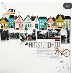 Amsterdam Scrapbook Ideas, Travel Scrapbook Layouts, Multi Photo Scrapbook Layouts, Multi Photo Layouts, Best Travel Journals, House Stickers, Travel Journal Pages, Travel Scrapbook Pages, Travel Journal Scrapbook