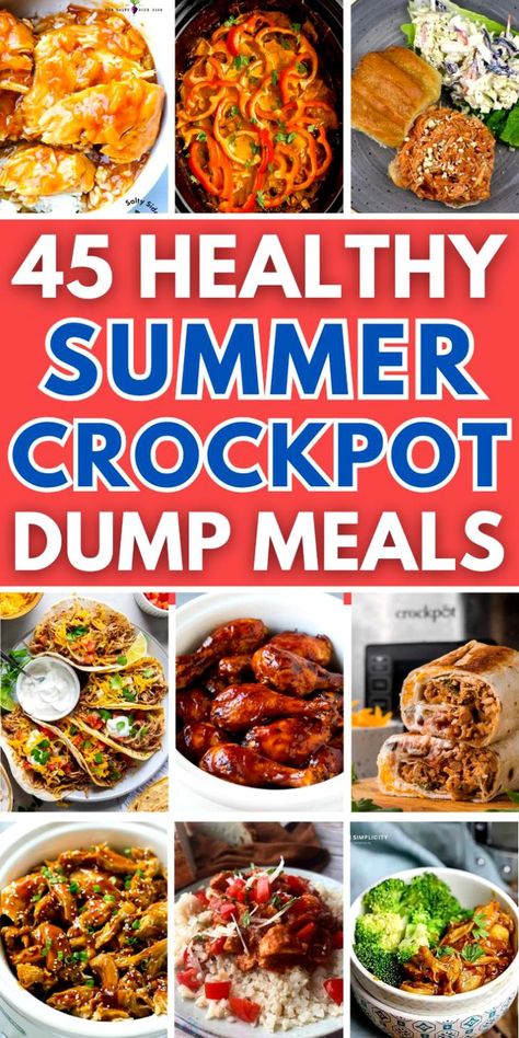 Healthy summer crockpot recipes! Easy summer dump and go healthy dinner recipes for the crockpot. Easy healthy slow cooker recipes dinners, healthy crockpot dump meals chicken, easy dump and go crockpot recipes healthy, dump meals recipes crockpot healthy, easy meals for dinner healthy crock pots, healthy dinner recipes for family crockpot, light summer crockpot meals, summer meal ideas dinners crockpot, summer slow cooker recipes dinners, quick summer dinner ideas crockpot, dump meals healthy. Healthy Crockpot Ideas, Summer Healthy Crockpot Recipes, Healthy Crockpot Summer Meals, Healthy Crockpot Dump Meals, Budget Crockpot Meals Healthy, Easy Crockpot Healthy Meals, Summer Chicken Recipes Dinners Crockpot, Healthy Dinner Recipes For Family Crockpot, Crockpot Vacation Meals