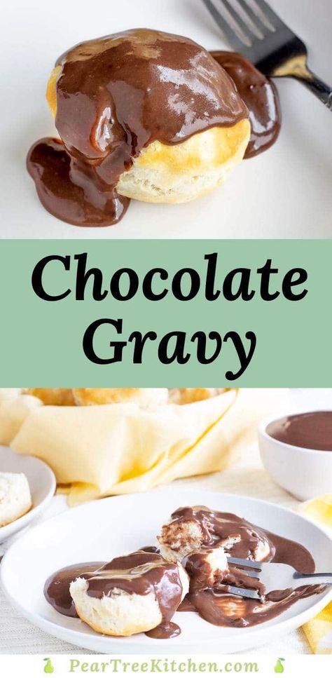 Old fashion chocolate gravy just like Grandma used to make. Serve warm over biscuits for a true Southern treat. Also great over ice cream, pound cake, and any other dessert that needs a warm chocolate kick. #recipes #Southern #chocolategravy Biscuits With Chocolate Gravy, Best Chocolate Gravy Recipe, Comfort Breakfast, Chocolate Gravy Recipe, Aip Foods, Fruits Recipes, Chocolate Gravy, Beach 2023, Recipes Southern