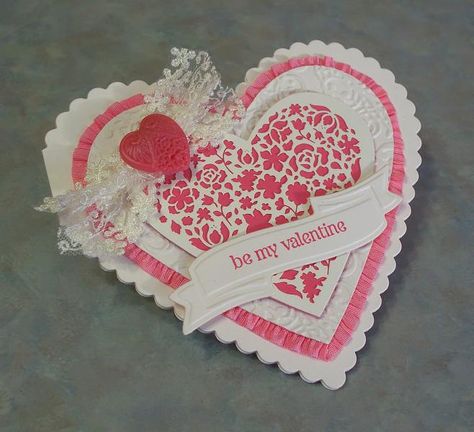 Heart Shaped Valentine's Day Card by Sylvaqueen - Cards and Paper Crafts at Splitcoaststampers Heart Shaped Valentines Cards, Heart Shape Card, Heart Shaped Card, Homemade Valentines Day Cards, Valentine Card Crafts, Valentine Heart Card, Heart Shaped Valentines, Valentine Bouquet, Valentines Greetings