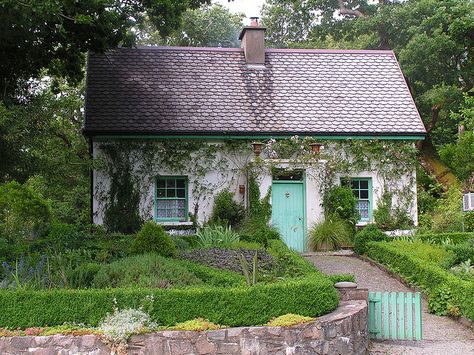 Nowhere have I seen more exquisite cottage living as in the Irish countryside- and most all of them had a garden area (practical yet beautiful) and smoke rising from the chimney. Cute Cottages, Little Cottages, Irish Countryside, Irish Cottage, Traditional Cottage, A Small House, Storybook Cottage, Cottage Cabin, Dream Cottage