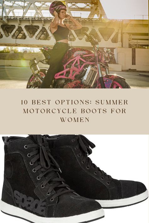 With the warm and sticky weather upon us, summer motorcycle boots offer us respite from the heat! Here are 10 of the best for women. Women Motorcycle Outfit Summer, Plus Size Motorcycle Outfit, Motorcycle Shoes For Women, Women’s Biker Outfits, Motorcycle Outfits For Women Summer, Ladies Motorcycle Outfits, Plus Size Motorcycle Gear For Women, Motorcycle Fashion For Women, Summer Motorcycle Outfit