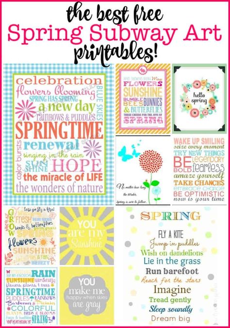 Decorating my home with free printable artwork is such a fun and festive way to celebrate the season! Here are my favorite free spring subway art printables! #SpringArt #SpringSubwayArt #SpringPrintables Free Printable Artwork, Spring Cleaning List, Subway Art Printables, Spring Party Decorations, Spring Printables, Activities For Boys, Spring Decor Diy, Journaling Cards, Favorite Sayings