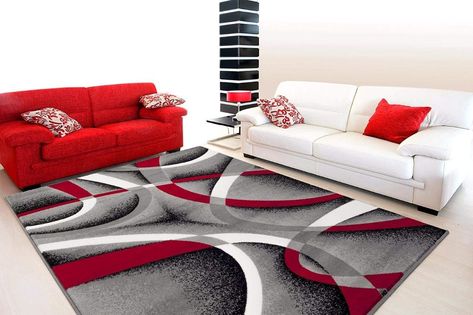 Amazon.com: 2305 Gray Black Red White Swirlss 2'2 x7'4 Runner Modern Abstract Area Rug Carpet: Kitchen & Dining #art #home #interiordesign #homedecor #decor #unique #decoration #afflink Abstract Area Rug, Black Red, Persian, Red White, Area Rug, Area Rugs, Carpet, Rug, Living Room