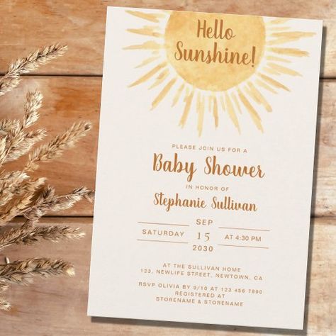 Boho Hello Sunshine Gender Neutral Baby Shower Inv for $2.92 - Baby Shower Invitations Sunshine Baby Shower Invitations, Sunshine Baby Shower, Unique Baby Shower Invites, Budget Baby Shower, Sunshine Baby Showers, Gender Neutral Baby Shower Invitations, Boho Baby Shower Invitations, Baby Shower Planning, Boho Baby Shower