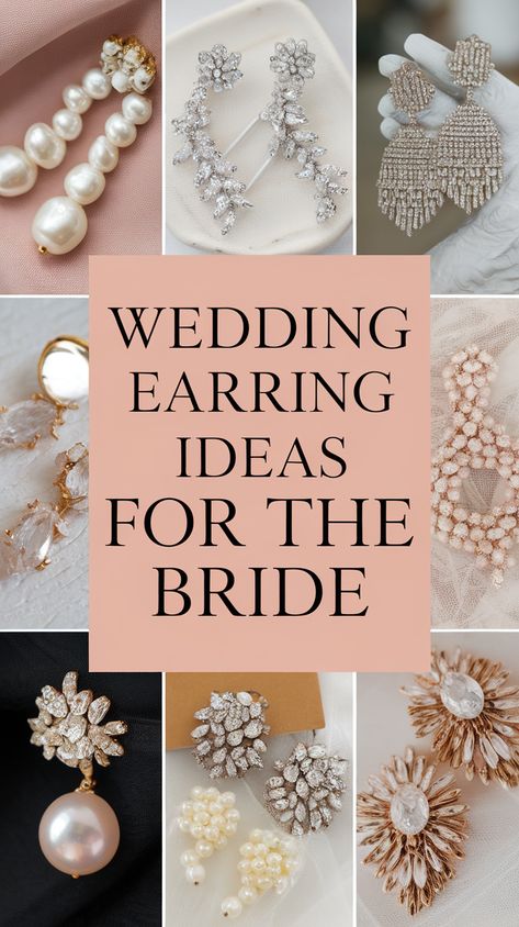 Discover stunning wedding earring ideas perfect for every bride. From classic pearls to sparkling diamonds, find the perfect match to complement your style on your special day. Whether you love vintage elegance or modern chic, our blog post has something for you. Click to explore more and get inspired! Follow us for more tips and ideas to make your wedding unforgettable. Wedding Day Earrings Brides, Pearl Wedding Earrings Brides, Bride Jewelry Ideas, Spanish Wedding Dress, Statement Wedding Earrings, Wedding Accessories For Bride, Earrings For Wedding, Bridal Jewellery Inspiration, Statement Earrings Wedding