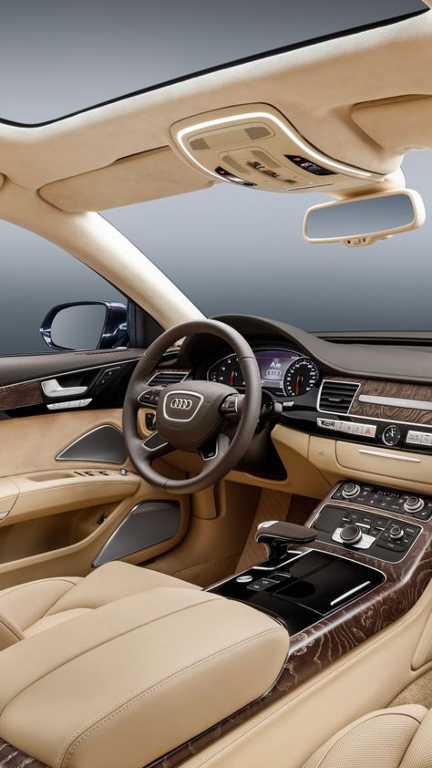 Luxury Car Audi A8 Interior  #LuxuryCar#LuxuryCarInterior#CatInterior#AudiA8#Audi Audi Suv Interior, Audi Interior Luxury, Audi Interior Aesthetic, Beige Interior Car, Car Interior Wallpaper, Audi Inside, Audi A8 Interior, Beige Car Interior, Audi Q7 Interior