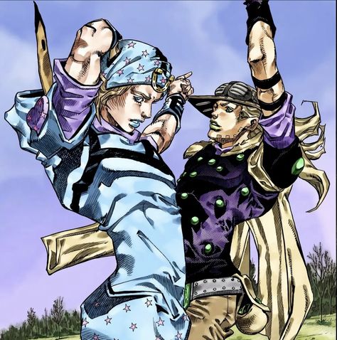 Gyro And Johnny Pose, Johnny And Gyro, Cursed Jojo, Sibling Halloween Costumes, Steel Ball Run, Jojo Parts, Ball Run, Jojo Anime, Anime Nerd