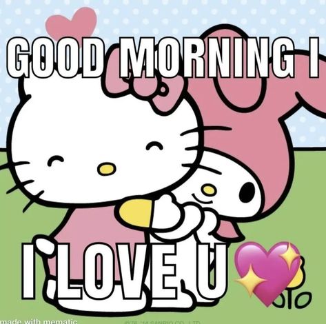 Good Morning Hello Kitty Memes, Get Well Soon Hello Kitty, Sanrio Good Morning, Good Morning Reaction Pic, Hello Kitty Good Morning, Good Morning Hello Kitty, Sanrio Reaction, Hello Kitty Quotes, Kitty Quotes