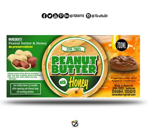 ZENA FOOD PEANUT BUTTER PRODUCT LABEL DESIGN (BY 7GRAFFIX) Peanut Label Design, Peanut Butter Label Design, Food Label Design Stickers, Sun Packaging, Sample Flyers, Food Label Template, Peanut Butter Brands, Homemade Chilli, Label Produk