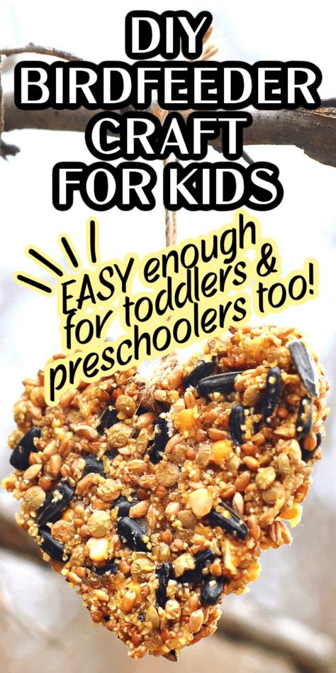 Diy Bird Feed, Bird Seed Wreath Recipe, Easy Bird Feeders, Bird Feeders For Kids, Seed Crafts For Kids, Bird Seed Crafts, Kids Crafts Birds, Homemade Bird Feeder, Bird Feeders For Kids To Make