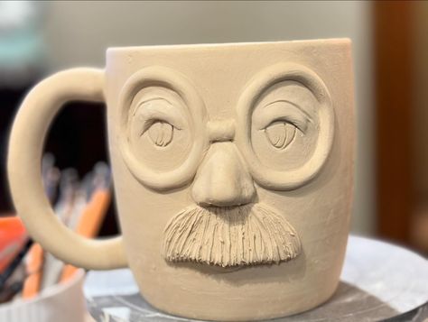 Quirky face mug collection in progress. Love these cuties 😂❤️ #pottery #ceramic #uglyface #clayart Face Mugs Pottery, Pottery With Faces, Face Jugs Pottery, Face Pottery, Ceramic Face, Face Jugs, Clay Faces, Mug Collection, Face Mug