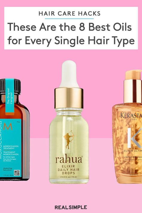 These Are the 8 Best Oils for Every Single Hair Type | Click here to see the best hair oils for every type of hair type and hair texture. See these hair oils that will help moisturize, smooth, and help repair your hair with these well-known beneficial ingredients from around the world. #beautytips #realsimple #skincare #makeuphacks #bestmakeup Best Lightweight Hair Oil, Best Hair Oil For Damaged Hair, Best Oils For Hair Extensions, Best Oil For Hair Repair, Best Oil For Dry Hair, Oil For Hair Moisturizer, Hair Oil For Oily Scalp, Best Scalp Oil For Hair Growth, Best Hair Oil For Dry Hair