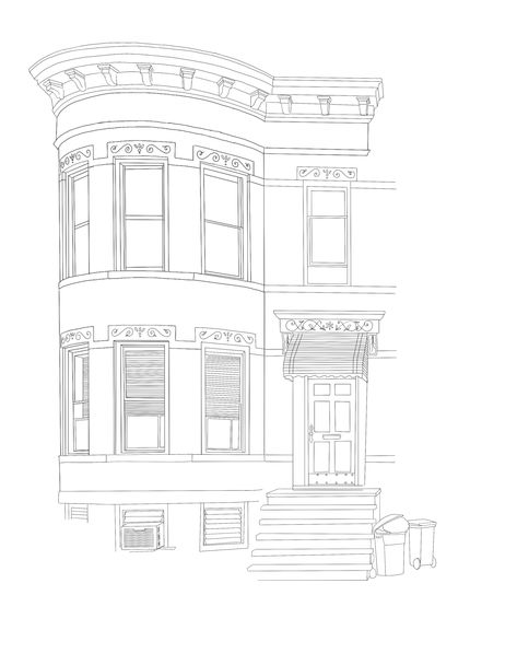 Nyc Drawing, Nyc Brownstone, Collage Poster, Row House, House Drawing, Historic Homes, Line Drawing, The Row, Architecture