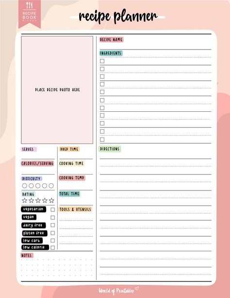 Recipe Book Templates Printables, Diy Cookbook Ideas Free Printable, Recipe Book Pages Printable, Pdf Recipe Template Free, Recipes Writing Ideas, Recipe Digital Planner, Receipe Journal Template, Recipe Templates Free Printables, Recipe Goodnotes Template