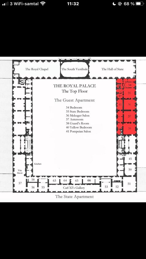 Royal Palace Floor Plans, Royal Palace Stockholm, Palace Floor Plan, Olden Days, Yellow Bedroom, Royal Palace, Floor Plan, Stockholm, Palace