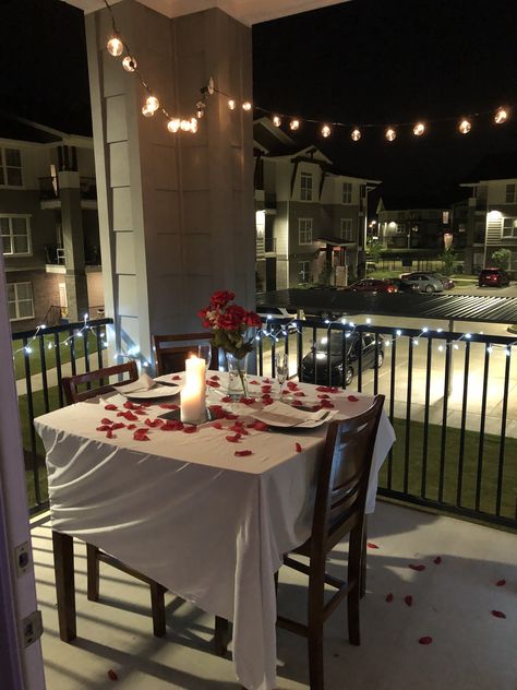 Romantic outdoor candle lit dinner ideas even for apartments. Romantic Dinner For Two Aesthetic, Candlelit Dinner At Home For Two, Home Dinner Date Ideas Decor, Candle Night Dinner Decoration, Outdoor Dinner Table Decor Night, Dinner Date Table Setting Romantic, Candle Light Dinner At Home For Two, Romantic Patio Dinner For Two, Romantic Dinner Table Setting For Two Date Nights Outdoor Dining