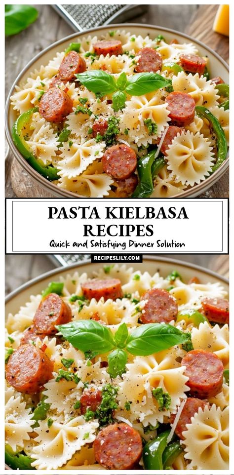 Looking for a quick and satisfying dinner idea? This Pasta Kielbasa recipe combines flavorful kielbasa, bowtie pasta, and fresh veggies for a meal that’s as tasty as it is easy to prepare. Perfect for busy weeknights, this dish is sure to be a family favorite! Polish Kielbasa Pasta Recipes, Bowtie Pasta Recipes, Kielbasa Pasta Recipes, Turkey Kielbasa Recipes, Kielbasa Recipe, Kielbasa Pasta, Dairy Free Pasta Recipes, Comfort Pasta, Kielbasa Recipes