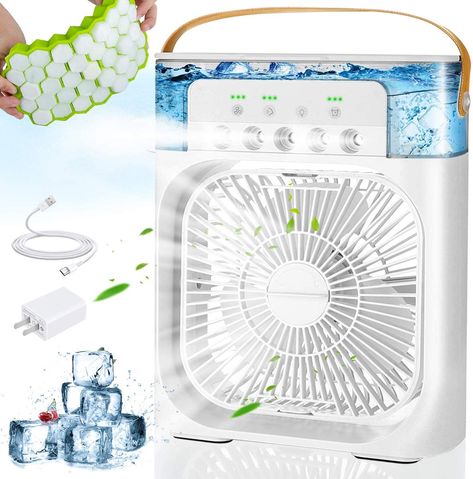 "Highlight Features & Reviews" KAQINU Portable Air Conditioner, 3 in 1 Personal USB Evaporative Desk Air Cooler Humidifier Fan with 7 Colors LED Light, 1/2/3 H Timer, 3 Wind Speeds and 3 Spray Modes for Office, Home, Dorm, Travel #KAQINUPortableAirConditioner #PersonalAirCooler #PotableAirConditioner #AirConditionerNewReleases #KAQINU #AirConditioner #AirCoolerHumidifierFan Best Humidifier, Air Cooler, Portable Air Conditioner, New Today, Household Appliances, 8 M, Air Conditioner, Box Fan, Led Color