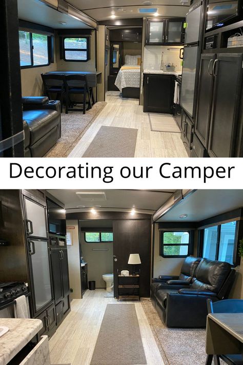 Camper Decorating Ideas - Making Your Camper Feel Like Home - DIY Home Improvement Blog Rv Dinette Decor Ideas, Rustic Camper Decorating Ideas, Black And Grey Camper Interior, How To Decorate A Camper, Decorating A Camper Trailer, 5th Wheel Decorating Ideas, Camper Dinette Ideas, Camper Decorating Ideas Travel Trailers, Fifth Wheel Decorating Ideas