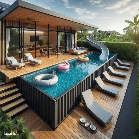 Piscina Container, Kleiner Pool Design, Shipping Container Pool, Container Pool, Small Pool Design, Container House Plans, Casa Container, Backyard Pool Designs, Container House Design