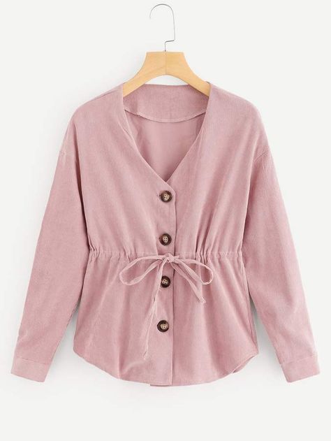 Corduroy Blouse, Blouse Casual Fashion, Sleeve Placket, Fall Blouse, Fashion Tops Blouse, Plain Shirt, Top Knot, Fall Shirts, Blouse Styles