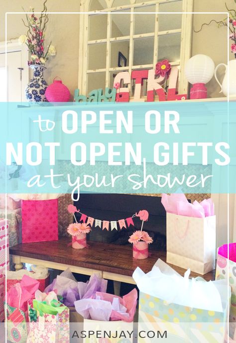 Do you have to open gifts at your baby shower? What is the baby shower etiquette? Are there alternative options? This detailed post covers it all with tips to make the gift opening process enjoyable for everyone. And alternatives if you really don't want to open gifts at the shower! Just click on the link to read the post! Baby Shower Not Opening Gifts, No Wrapping Baby Shower Gifts, Baby Shower Open Gift Display Ideas, Not Opening Gifts At Baby Shower Sign, Unwrapped Baby Shower Gifts Display, Baby Shower Gift Opening Area, Unwrapped Baby Shower Gifts, Come And Go Baby Shower Ideas, Baby Shower Open House Ideas