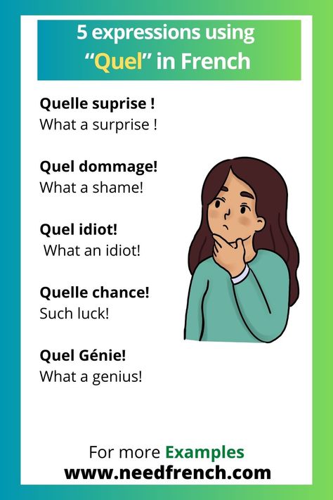 French, renowned for its intricate grammar and rich vocabulary, offers various linguistic tools to express different ideas. One such tool is the interrogative adjective "quel." In this article, we will explore the versatility of "quel" in French and provide examples of its usage. Whether you are learning French or simply curious about the language, understanding how to use "quel" will enhance your communication skills. So, let's dive in! French Vowels, French Grammar Exercises, Studying French, Common French Phrases, French Notes, French Language Basics, Useful French Phrases, Learn French Beginner, French Flashcards