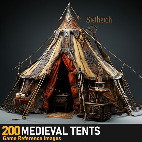 Medieval Camp, Medieval Camp Art, Nomad Tent Concept Art, Medieval Tents, Medieval Lantern, 3d Assets, Reference Images, Source Of Inspiration, Tent