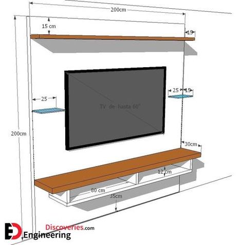 TV Unit Dimensions And Size Guide - Engineering Discoveries Tv Wall Dimensions, Tv Set Up Bedroom, Minimal Tv Unit Design, Tv Unit Dimensions, टीवी यूनिट डिजाइन, टीवी यूनिट, Tv Rack Design, Tv Dimensions, Wall Mounted Tv Unit