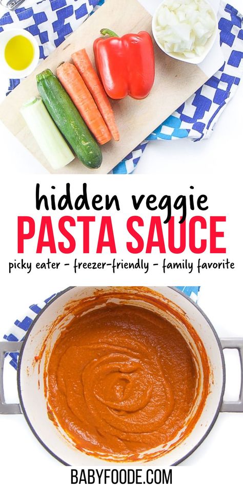 Veggie Pizza Sauce, Veggie Tomato Sauce, Hidden Veggie Pasta Sauce, Hidden Veggie Pasta, Veggie Pasta Sauce, Baby Pasta, Pasta Sauce Homemade, Weaning Recipes, Veggie Pasta