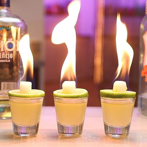 Shot & Shooter Recipes For Any Occasion | Tipsy Bartender Crazy Drinks Alcohol, Alcohol Shots Aesthetic, Tequila Shots Recipes, Tequila Shot Recipes, Patron Shots, Flaming Shots, Flaming Drinks, Fruity Shots, Drink Image