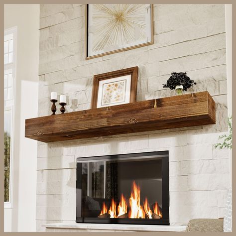 PRICES MAY VARY. A Touch of Refinement — Accessorize your living room with a stately wood mantle mount. The shelf wood rustic brown finish and sleek lines of this fireplace shelf 72 inch creates a grounding sense of richness to your space Special Spotlight — The proudest and most precious moments of your life deserve a beautiful seat in your home. These fireplace mantels shelves have an 8 inch deep shelf, making 72 inch shelf the perfect spot to display your family photos, awards and artwork A W Fireplace Mantle Shelf, Floating Fireplace Mantel, Floating Fireplace, Rustic Fireplace Mantels, Fireplace Mantel Shelf, Floating Mantel, Wood Mantle, Fireplace Shelves, Wood Fireplace Mantel