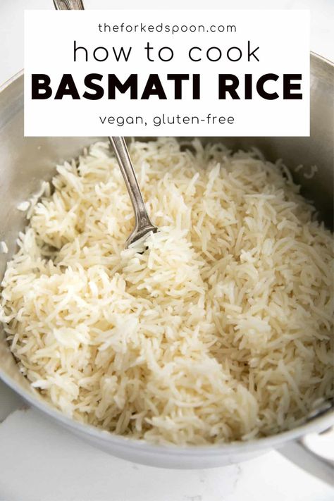 Easy, foolproof method for cooking light and fluffy Perfect Basmati Rice on your stovetop. Vegan and gluten-free. Best Basmati Rice, Rice For Diabetics, Basmati Rice Recipes, Cooking Basmati Rice, Saffron Rice, Indian Diet, Chicken And Wild Rice, Cooking Tutorials, Lebanese Food