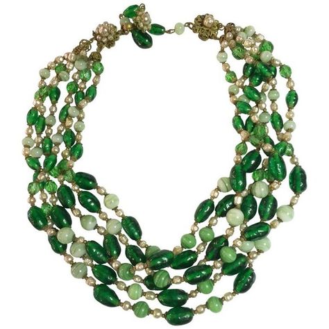 Preowned Miriam Haskell Multistrand Faux Emerald Baroque Pearl... (€615) ❤ liked on Polyvore featuring jewelry, necklaces, green, multiple strand necklace, multiple chain necklace, emerald green necklace, strand necklace and multi strand beaded necklace Emerald Necklaces, Necklaces Green, Emerald Green Jewelry, Beading Necklaces, Miriam Haskell Necklace, Green Costume, Emerald Green Necklace, Miriam Haskell Jewelry, Necklace Emerald