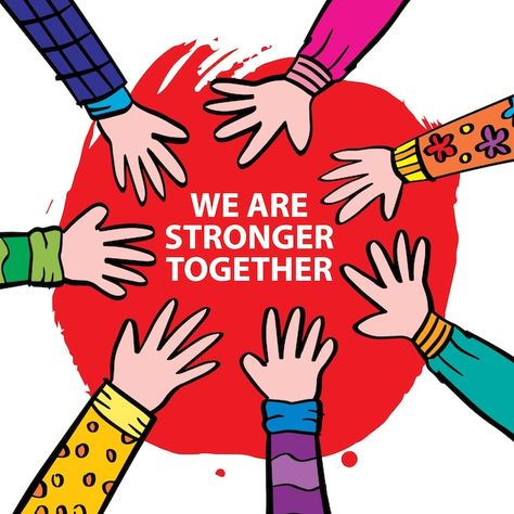 We are stronger together lettering with ... | Premium Vector #Freepik #vector #family-quotes #stay-strong #stronger-together #business-quotes Together We Are Stronger, We Are Stronger Together, Stronger Together, We Are Strong, Art Curriculum, My Themes, Free Vectors, Teamwork, Cover Photos