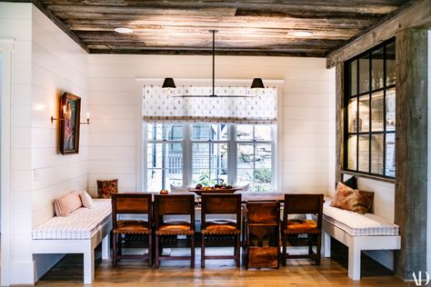 Brooklyn Decker and Andy Roddick's Mountain Getaway Is Equal Parts Rustic and Refined | Architectural Digest Antique High Chairs, Andy Roddick, Brooklyn Decker, Fabric Bed Frame, Bunk Rooms, Old Apartments, Mountain Getaway, North Carolina Homes, Rustic Retreat