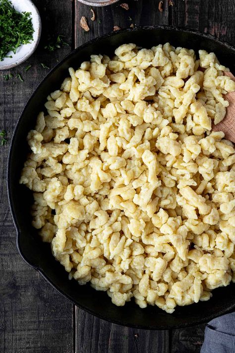 Vegan Spaetzle Recipes, Vegan Spaetzle, Spetzel Recipe, Noodle Dumplings, German Noodles, Spaetzle Maker, Spaetzle Recipe, Gluten Free Sourdough, Cheese Sauce Recipe