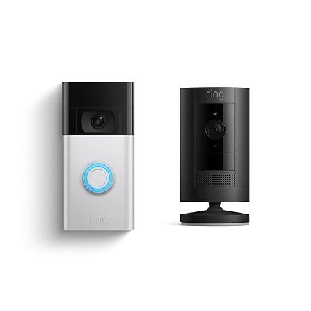 Amazon.com: Ring Video Doorbell, Satin Nickel with Ring Stick Up Cam Battery, Black : Tools & Home Improvement Best Smart Home, Ring Video Doorbell, Doorbell Camera, Fire Tablet, Ring Video, Stuck Up, Motion Sensors, Outdoor Camera, Ring Doorbell