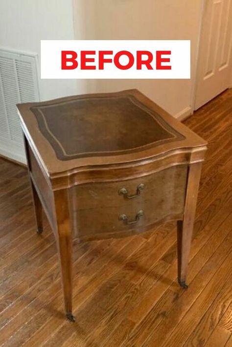 Refurbished Night Stand, Refurbished End Tables, Creative Nightstand, Antique Nightstand, Antique End Tables, Unique End Tables, Painted End Tables, End Table Makeover, Side Table Makeover