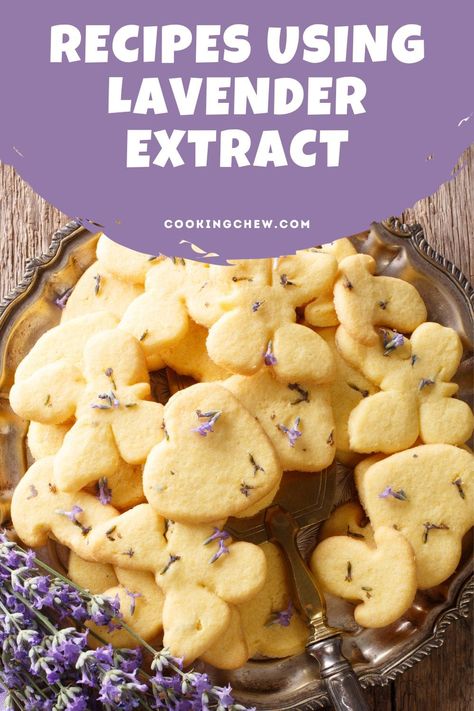 These best recipes using lavender extract include sweet treats, refreshing beverages, and delightful options to satisfy your lavender cravings. How To Make Lavender Extract, Recipes With Lavender Extract, Lavender Extract Recipes Baking, Lavender Deserts, Recipes With Lavender Syrup, Lavender Syrup Uses, Lavender Extract Recipes, Lavender Food Recipes, Recipes Using Lavender