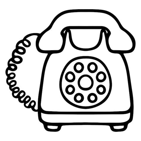 Phone Sketch, Telephone Drawing, Outline Pictures, Illustration Outline, Number Vector, Classic Phones, Telephone Vintage, School Images, Preschool Arts And Crafts