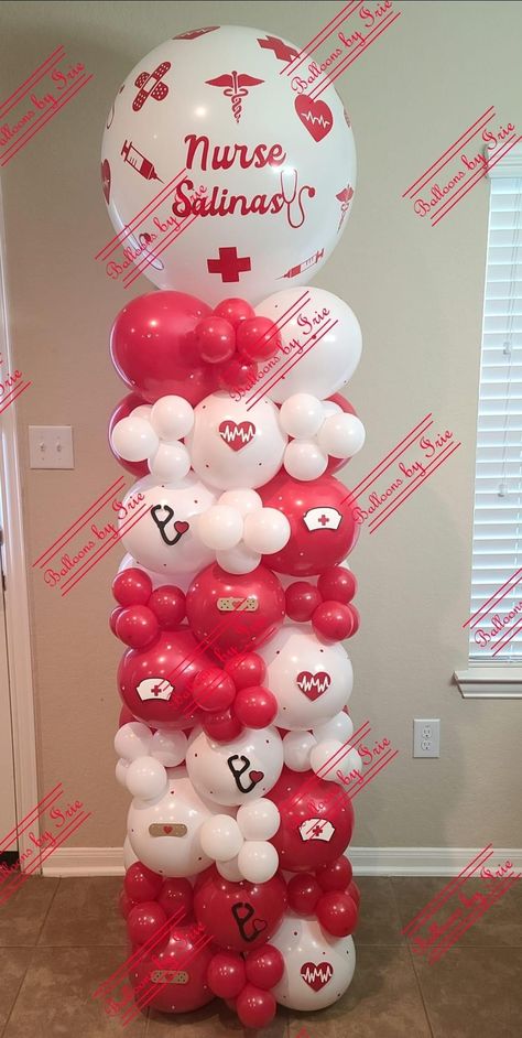 Nurse Party Ideas, Nursing School Graduation Party Ideas, Lvn Graduation, Nurse Balloons, Nursing School Grad Party, Nurse Grad Party, Nurse Grad Parties, Pharmacy School Graduation, Nursing Grad Party