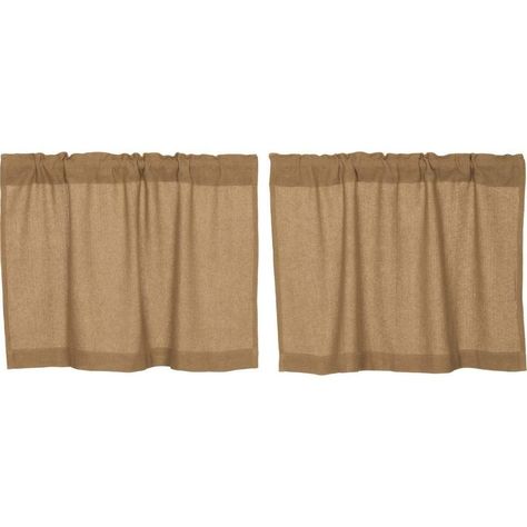 Burlap Natural Tier Set of 2 L24xW36 #FarmhouseStyle #CountryLiving #Decor Bistro Curtains, Rustic Country Bathroom, Tan Curtains, Small Bathroom Window, Farmhouse Kitchen Curtains, Bathroom Window Curtains, Cottage Windows, Vintage Kitchens, Vhc Brands