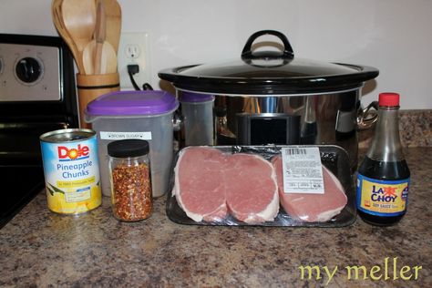 my meller: Slow Cooker Hawaiian Pork Chops Hawaiian Pork Chops, Hawaiian Pork, Cooking Pork, Crock Pot Food, Crockpot Pork Chops, Pork Dinner, Boneless Pork Chops, Crockpot Pork, Crockpot Dishes