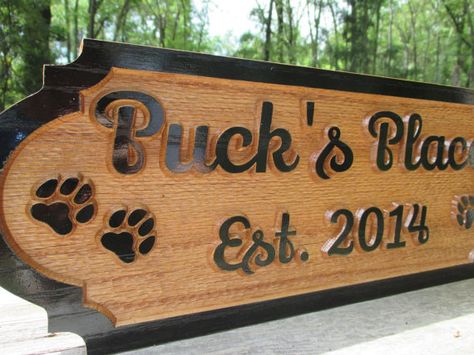 Personalized Dog House Name Sign Solid Red by GPandSonWoodcrafting Horse Stall Sign, House Name Signs, Stall Signs, Pet Memorial Plaque, Custom Wooden Signs, Wood Dog, Custom Carved, Memorial Plaque, Dog Items