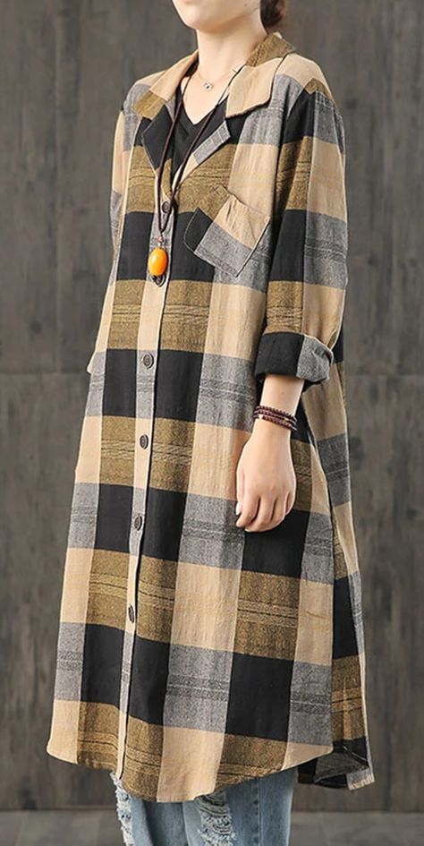 Tunic Tutorial, Loose Dress Outfit, Shirt Dress Fall, Black Plaid Shirt, Woolen Dresses, Dresses Fall, Coat Women Fashion, Beautiful Pakistani Dresses, Modest Dresses Casual