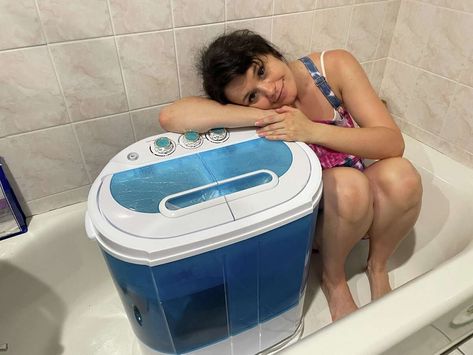 Portable Washing Machine Camping, Camper Washing Machine, Portable Washing Machine Apartments, Portable Washing Machine And Dryer, Small Apartment Washing Machine, Diy Clothes Washer, Small Washer And Dryer, Mini Washer And Dryer, Portable Clothes Washer