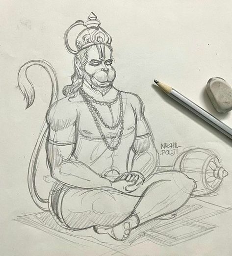 Drawing Of Lord Hanuman, The Legend Of Hanuman Drawing, Shri Krishna Drawing Sketch Art, Hindu God Art Drawing, Hindu God Pencil Sketch, Mahadev Ji Drawing, Hanuman Art Artworks, Hanuman Painting Easy, Hanuman Drawing Pencil Sketch